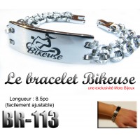 Br-113, Bracelet Bikeuse,  acier inoxidable « stainless steel »  